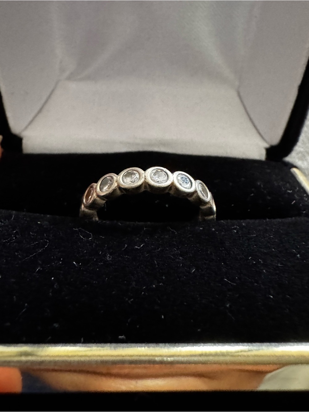 Pandora Silver 925 Bezel Circle CZ Stackable Ring size 6